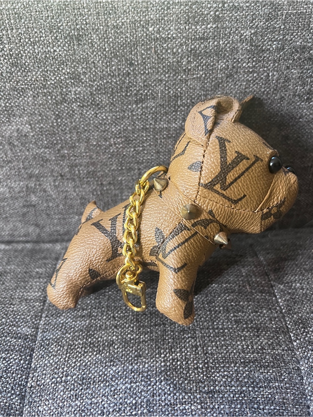 Designer Monogram Dog Key Charm β Brown
